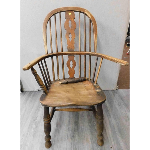 555 - Antique high back Windsor chair - as seen...