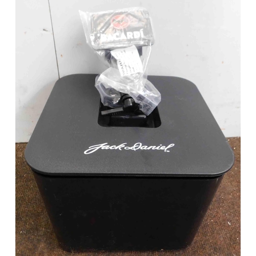 573 - Plastic Jack Daniel ice bucket and Bacardi Optic