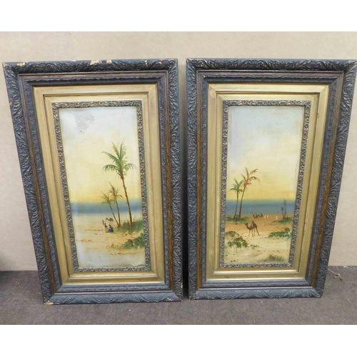 80 - Two - Gilt framed oil paintings - desert scenes