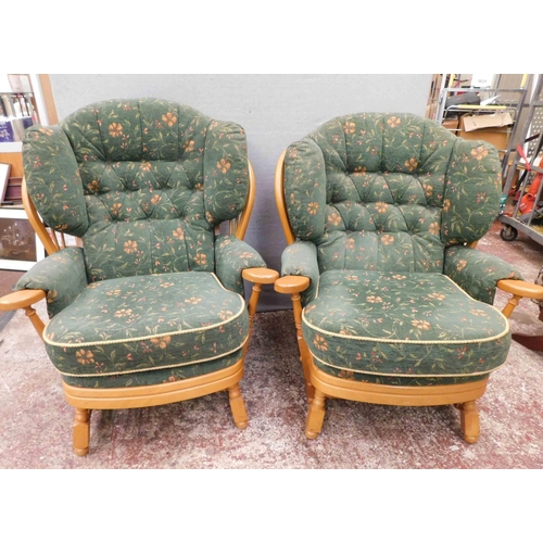 558 - Pair of Ercol style wooden framed armchairs