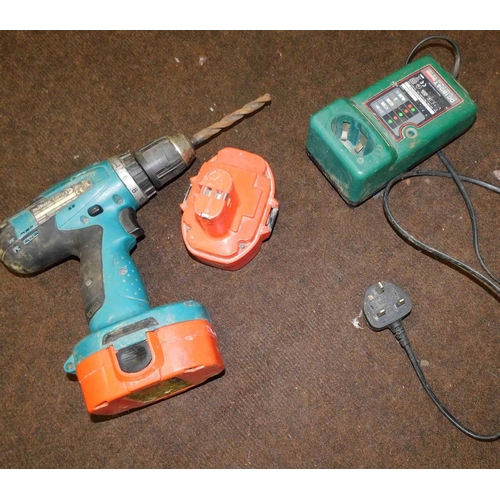 505A - Makita 18v cordless drill & charger + 2x batteries-unchecked...