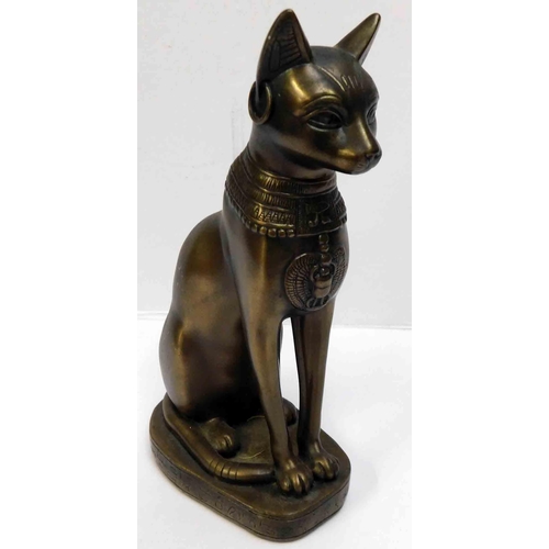 107 - Bronzed cat figure - signed to base, approx. 8