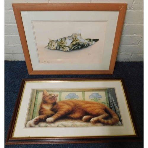 11 - Two - Framed limited edition - cat prints...