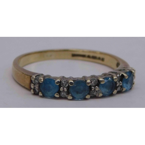 125 - 9ct Gold - Diamond & Sapphire set ring 1.8g