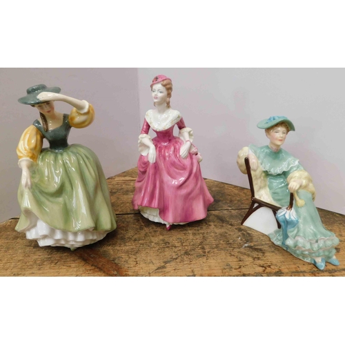 131 - Two - Royal Doulton & one Coalport figure