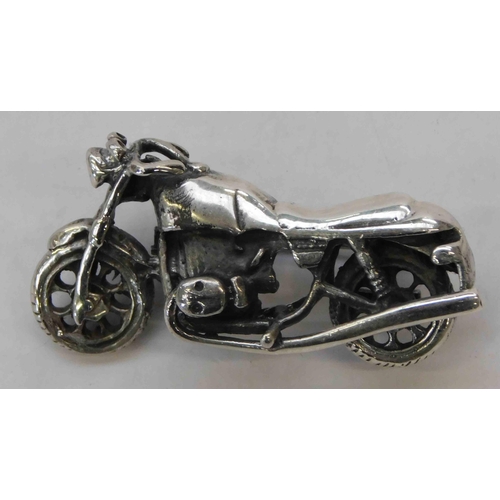 145 - Silver - motorcycle brooch