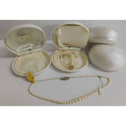 148 - Four - Adora pearl sets - with silver clasps & original tags