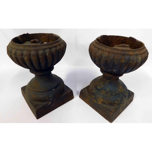 188 - Two - Antique cast iron urns - approx. 6 1/2