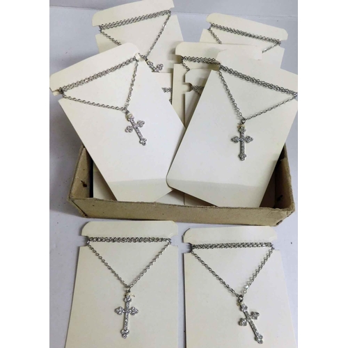 215 - Ten - white metal - crosses & chains