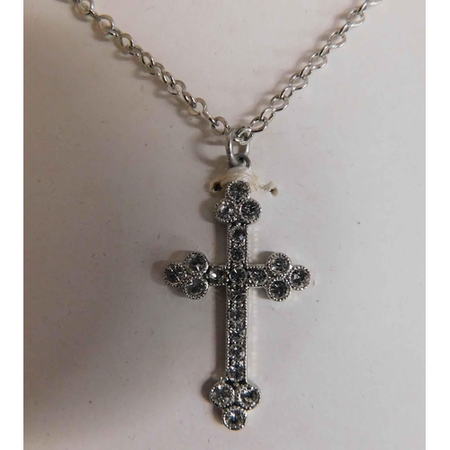 215 - Ten - white metal - crosses & chains