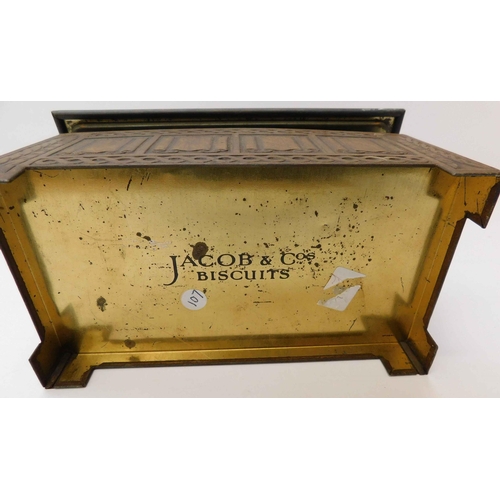 224 - Jacobs biscuits tin - imitation wooden log box