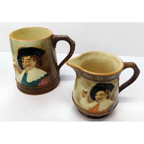 239 - Cavalier - Falcon ware tankard & jug