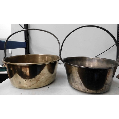 26 - Two - copper & brass jam pans...