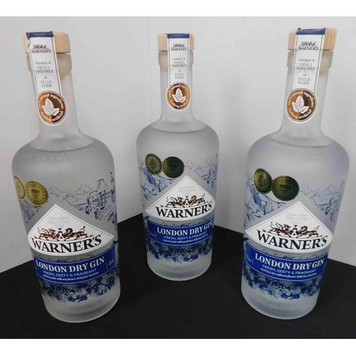 47 - Three - Bottles of Warners London dry gin...