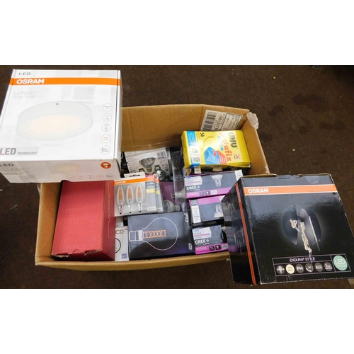 504 - Box of new miscellaneous lighting products incl. Bulkhead lights and bulbs...