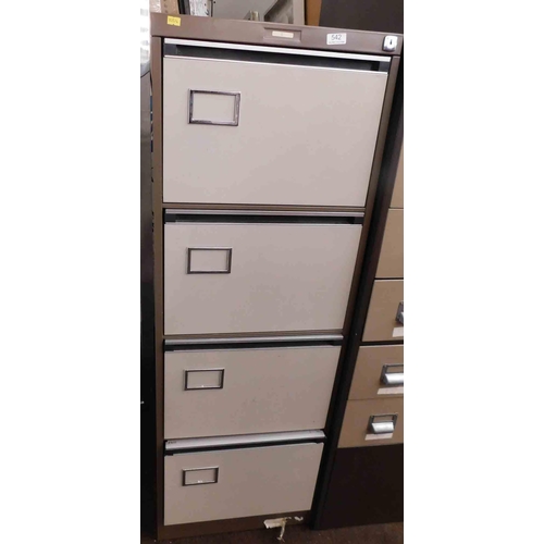 542 - 4 Drawer filing cabinet - brown, no keys...