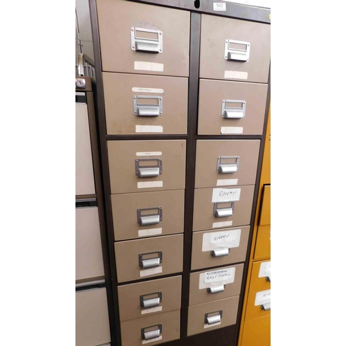 543 - 14 Drawer filing cabinet - brown