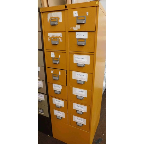 544 - 14 Drawer filing cabinet - mustard...