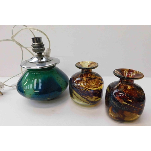 55 - Mdina glass vases & lamp