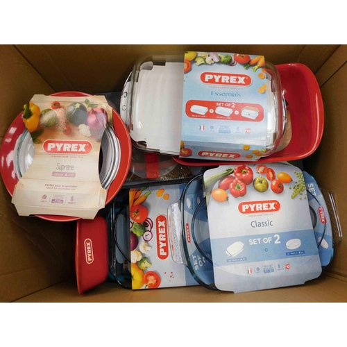 568 - Large box of new Pyrex dishes - various sizes