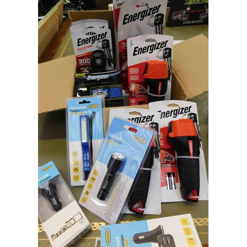 574 - 12+ New Energizer torches, various sizes and ring torches