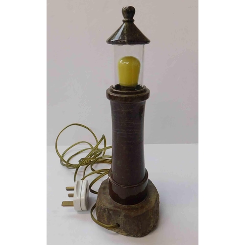 65 - Serpentine stone - light house lamp