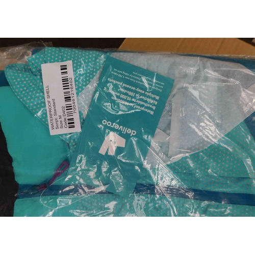 653 - 20x New and bagged waterproof Shell jackets - size M, Deliveroo logo