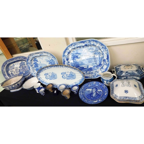 80 - Blue & white ceramics - including platters & turines