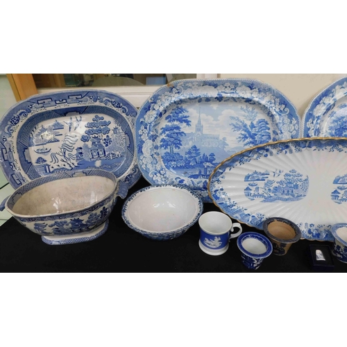 80 - Blue & white ceramics - including platters & turines