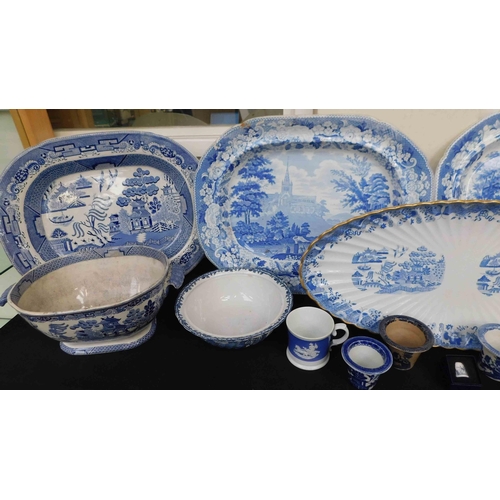 80 - Blue & white ceramics - including platters & turines