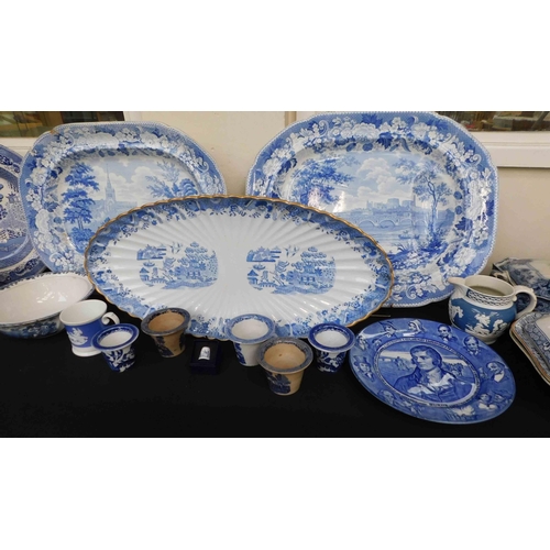 80 - Blue & white ceramics - including platters & turines