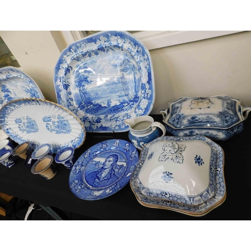 80 - Blue & white ceramics - including platters & turines