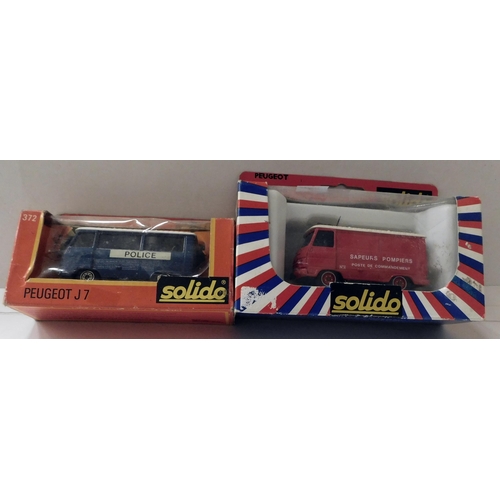 31 - Two - Solido die cast vans - no.2120 Tower Cam & 372 Peugeot J7