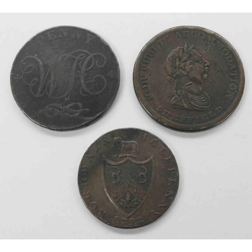 145 - Three - antique Georgian copper tokens - dated 1792/1801 & 1812