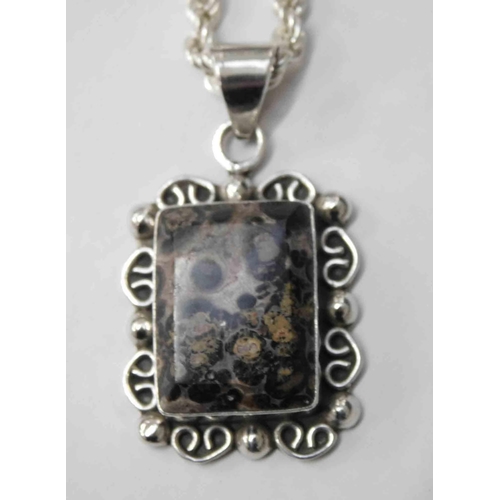 205 - 925 Silver - twist chain & silver/jasper pendant