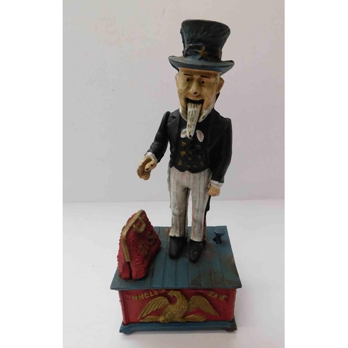 218 - Reproduction cast iron - Uncle Sam money box