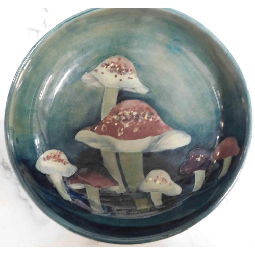 238 - Vintage pewter footed - Moorcroft Mushrooms & Toadstools pattern bowl - approx. 7