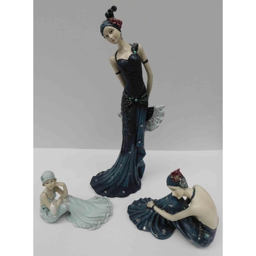 46 - Three - Art deco style figures - no damage