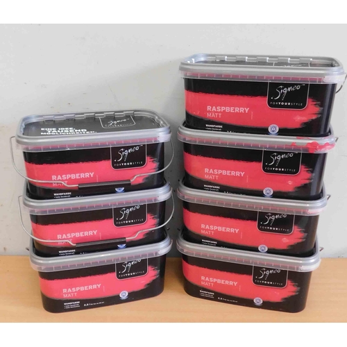 516 - 7x 2.5l Raspberry matt emulsion paint tubs