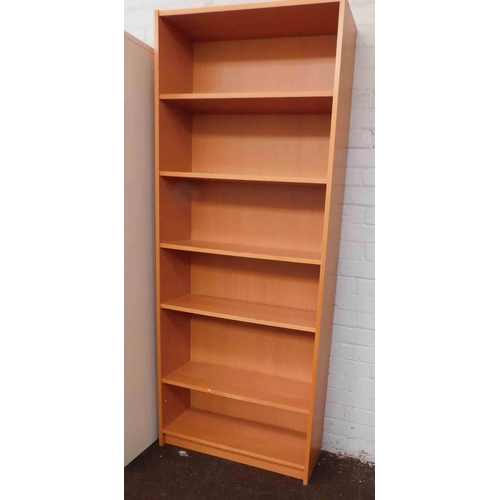 536 - Large 6 shelf teak coloured bookcase - approx. 32