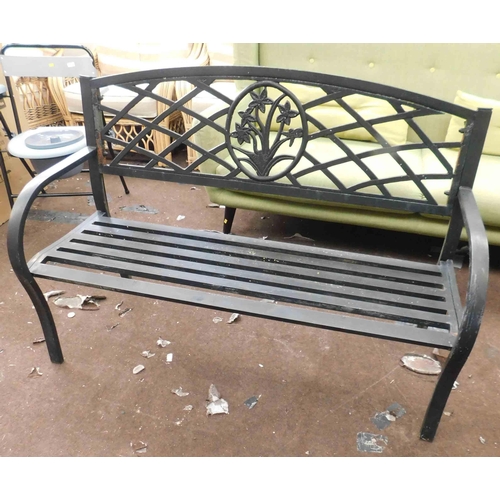 549 - Black metal garden bench