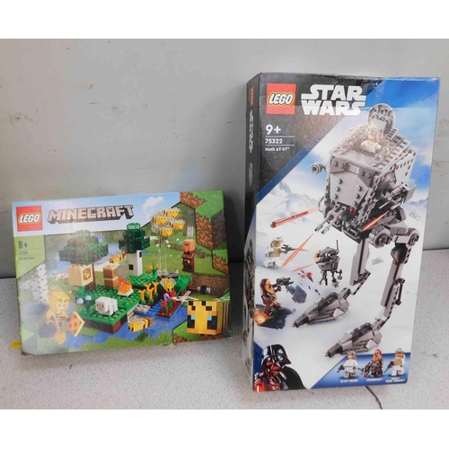 660 - Lego Minecraft 21165 Bee Farm and Star Wars 75322 Hoth AT-ST - unused