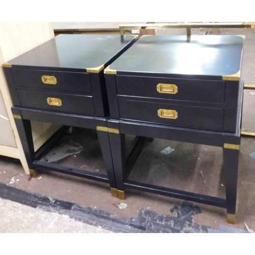 828 - Pair of vintage style black bedside drawers with brass finish (new/ex - display)...