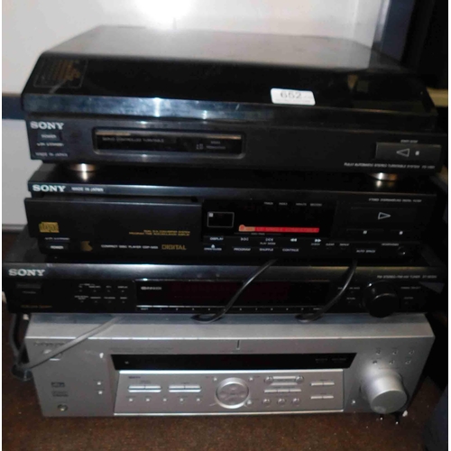 652 - 4x Sony separates inc record deck, CD player & tuner