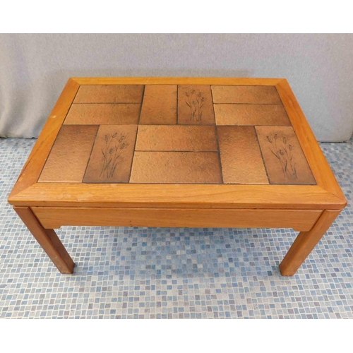 734 - Mid-century teak coffee table with tile top