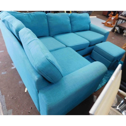 754 - Four seater L shaped settee, rug and pouffe