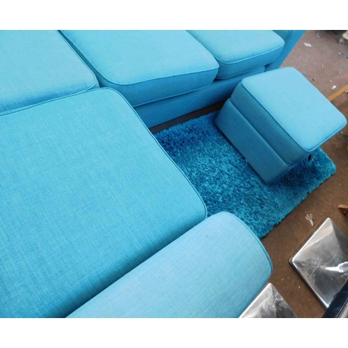 754 - Four seater L shaped settee, rug and pouffe