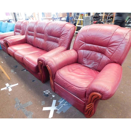 755 - Three seater settee and two matching armchairs (manual recliners)