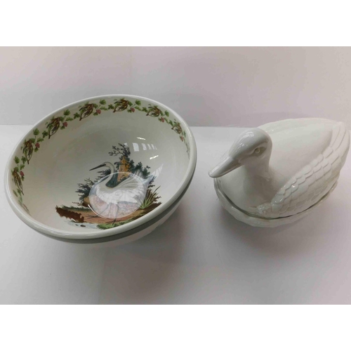 85 - Portmeirion bowl - Little Egret & ceramic egg holder