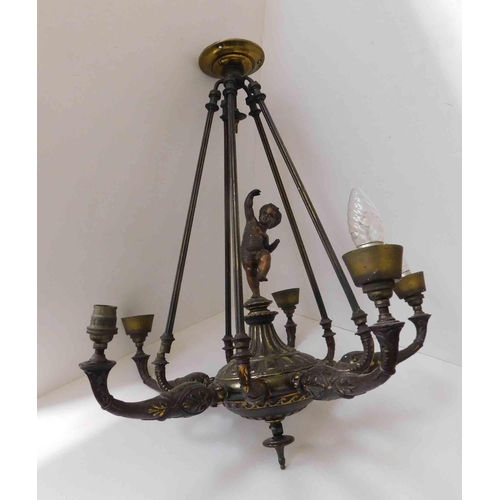 1 - Victorian style - cherub brass & copper chandelier